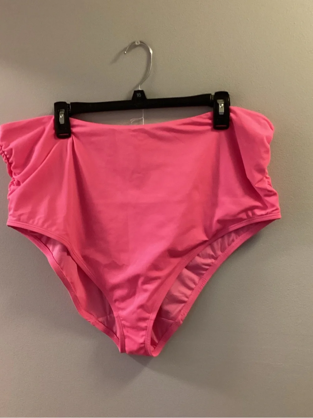 SWIM by Cacique Size 20 Hot Pink High Waisted Ruched Bikini Bottom Plus Size